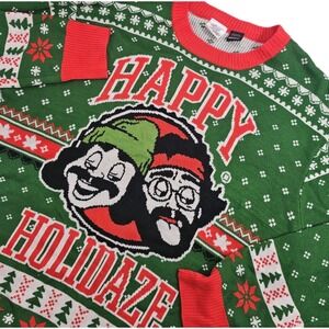 Cheech & Chong Christmas Mens Medium Ugly‎ Sweater Happy Holidaze Pullover Funny